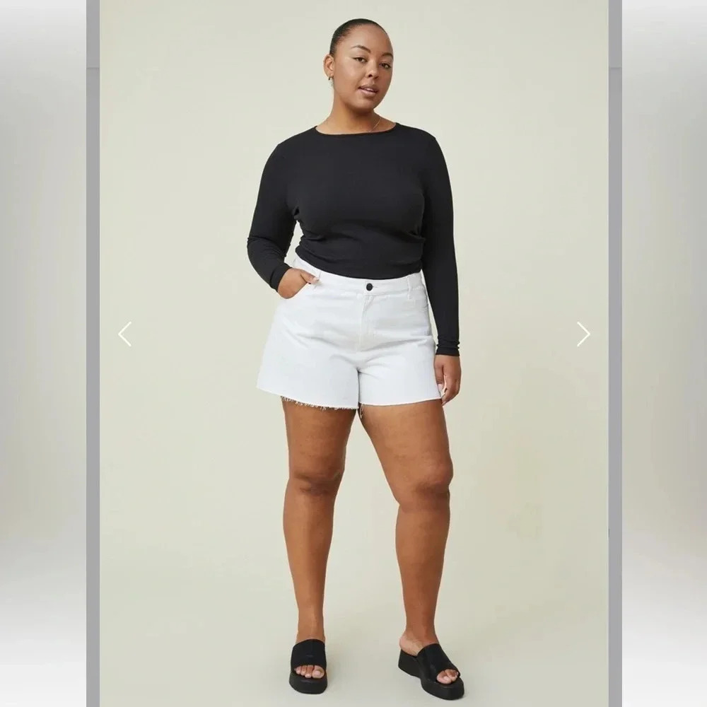 Cotton On Curve A-Line High Rise Denim Short White Size 22 - Picture 2 of 5
